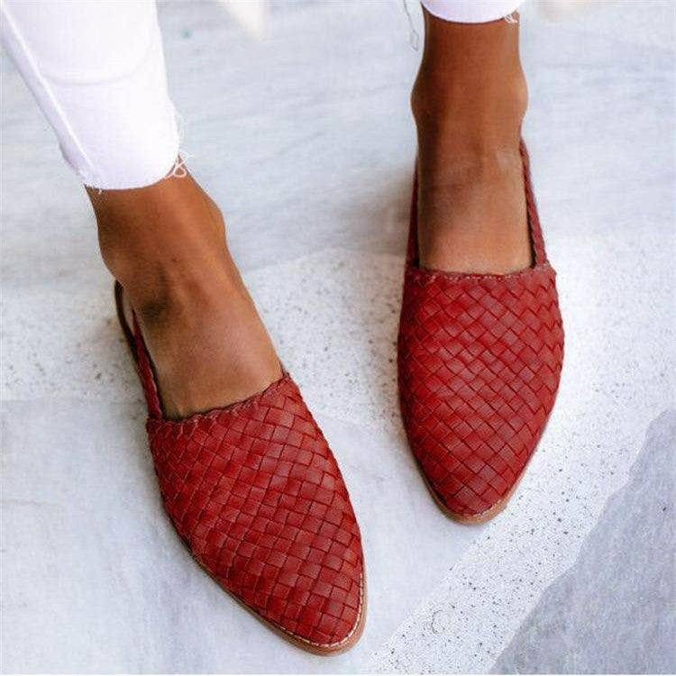 Baleriny Slingback z Plecionki - Półbuty bez Pięty