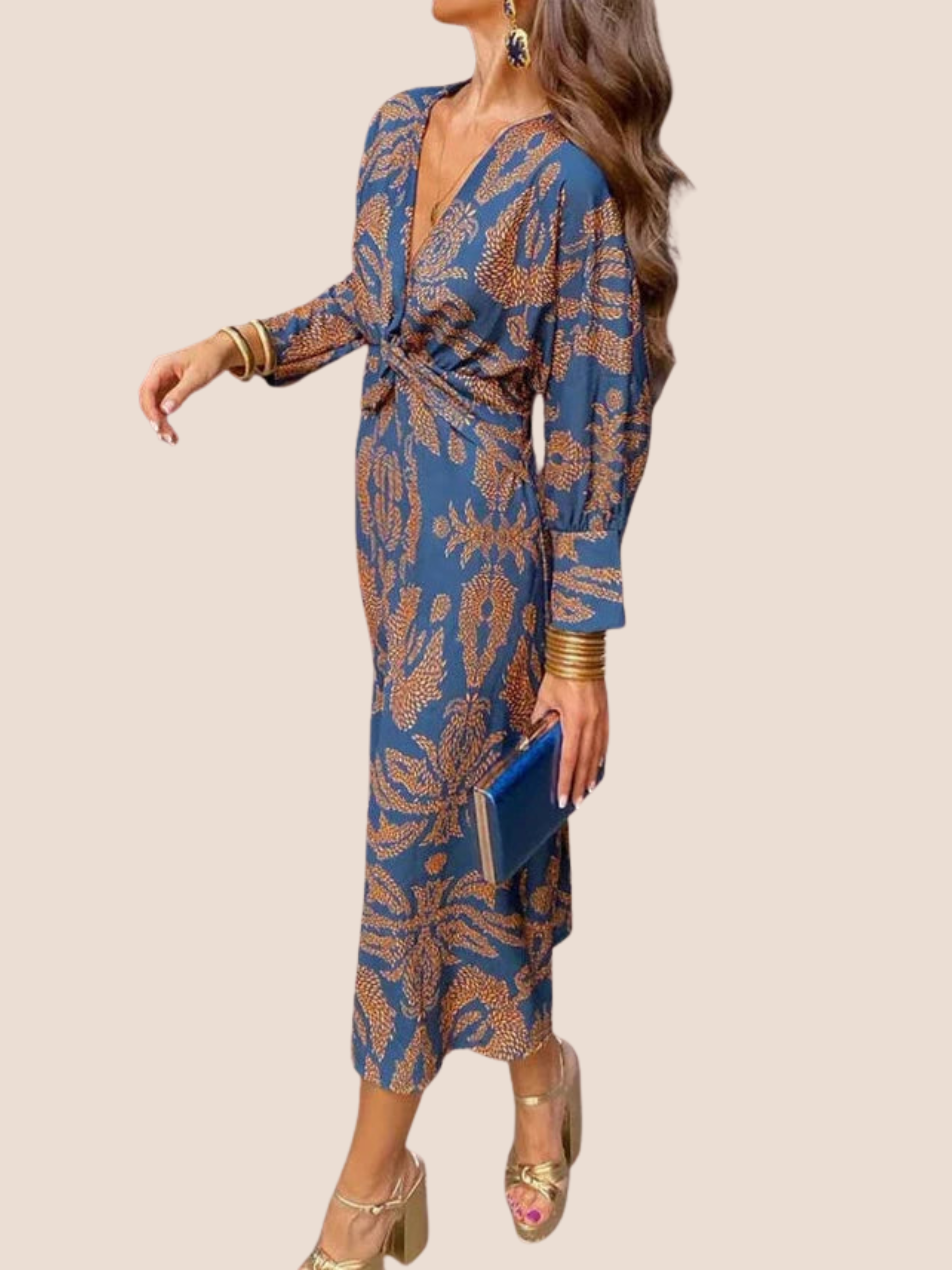 Długa sukienka maxi we wzory