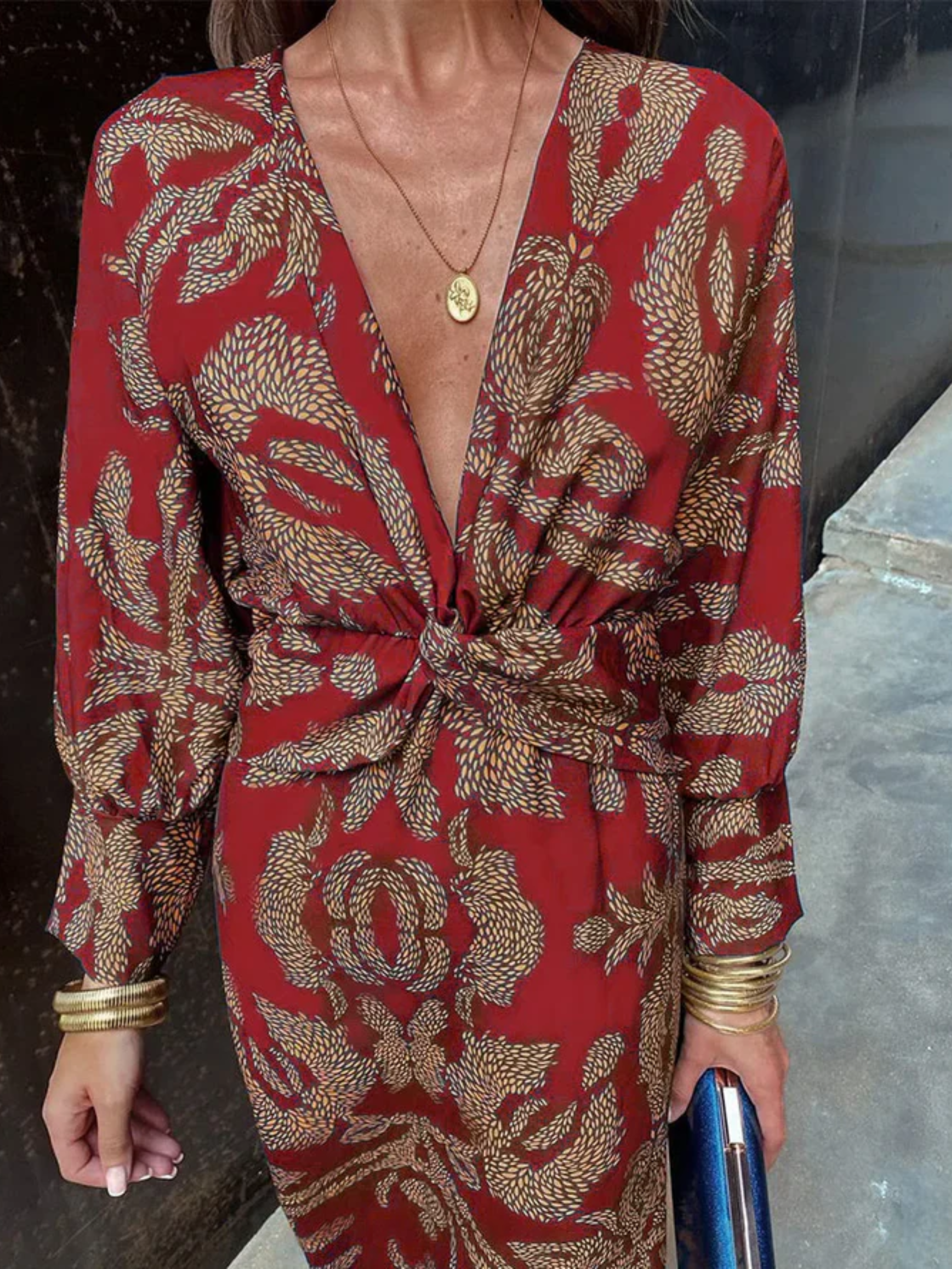 Długa sukienka maxi we wzory