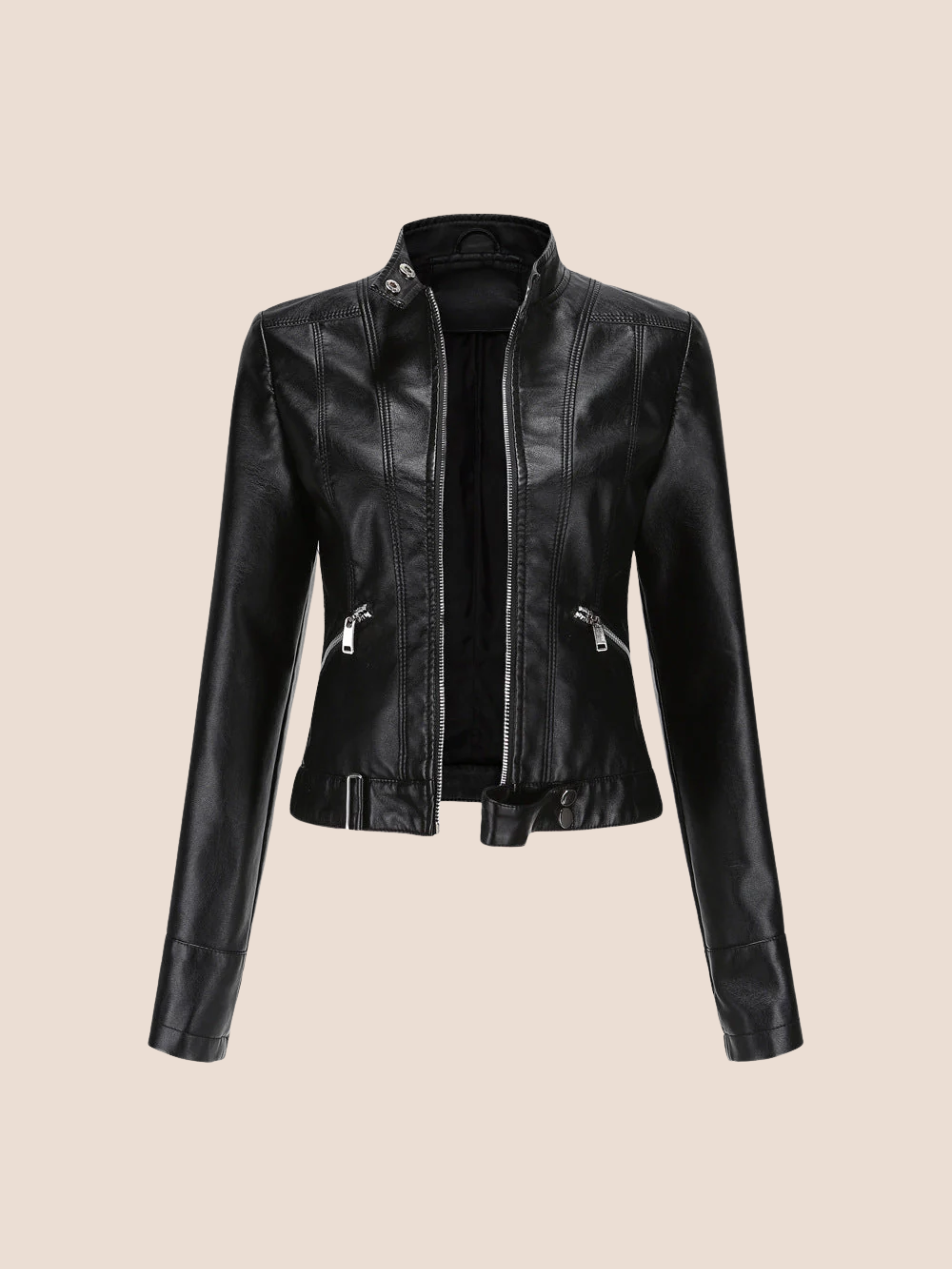 swobodna kurtka ze skóry ekologicznej