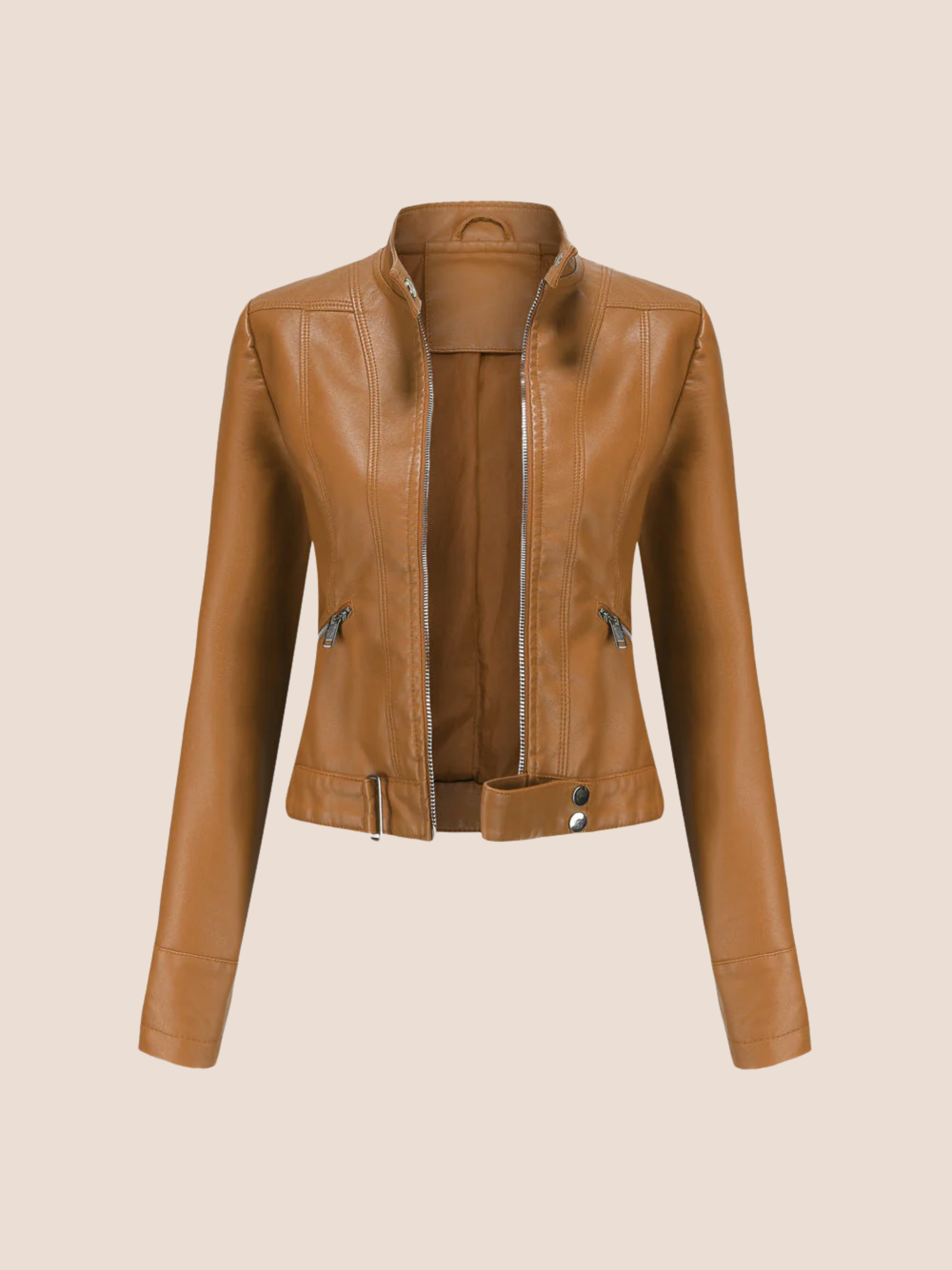 swobodna kurtka ze skóry ekologicznej