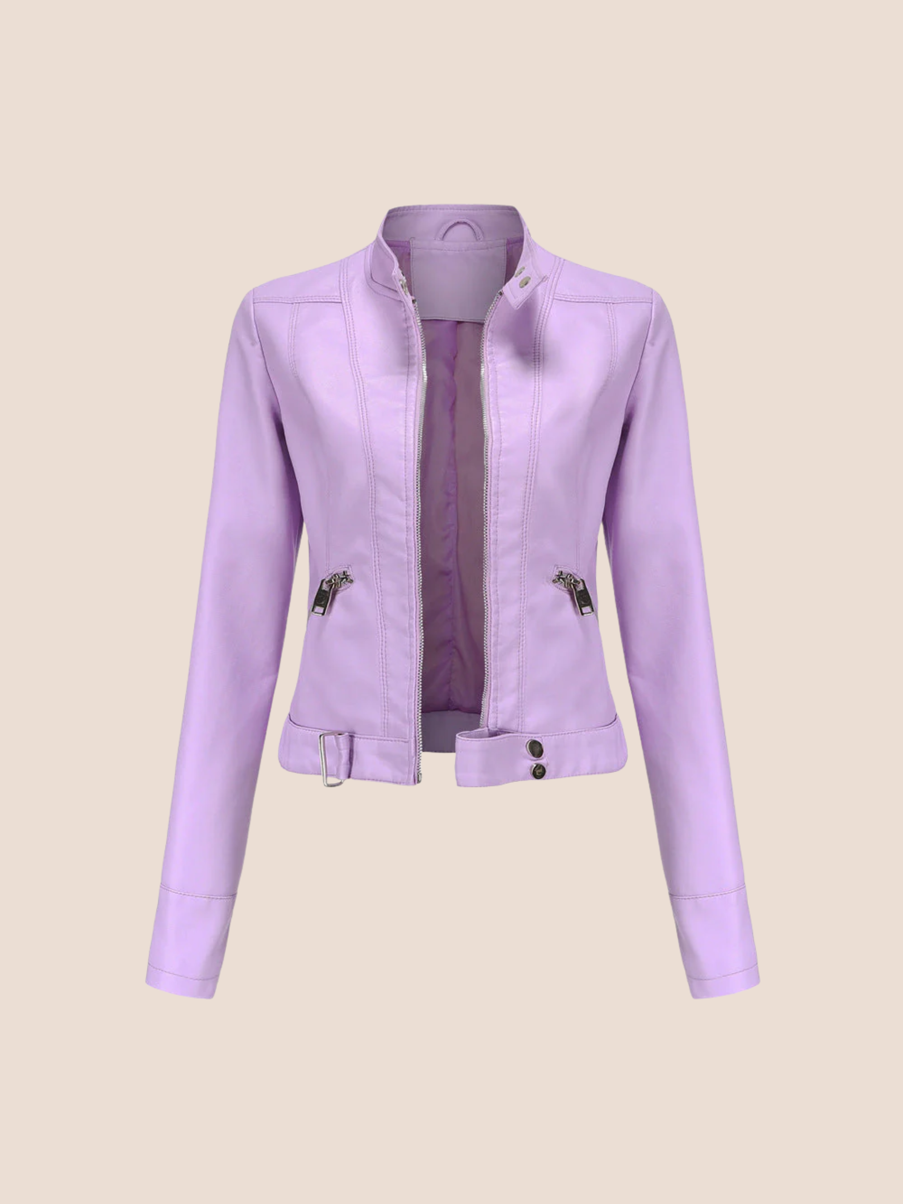 swobodna kurtka ze skóry ekologicznej