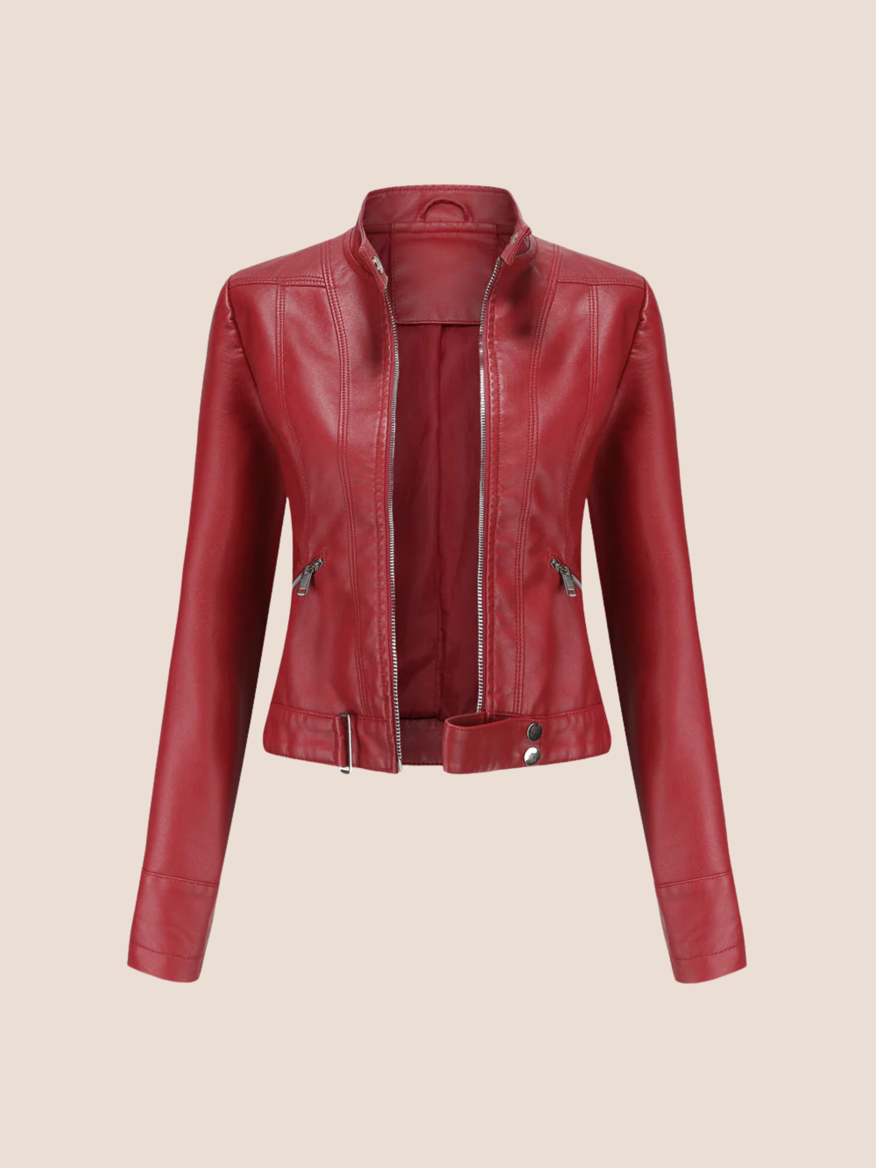 swobodna kurtka ze skóry ekologicznej