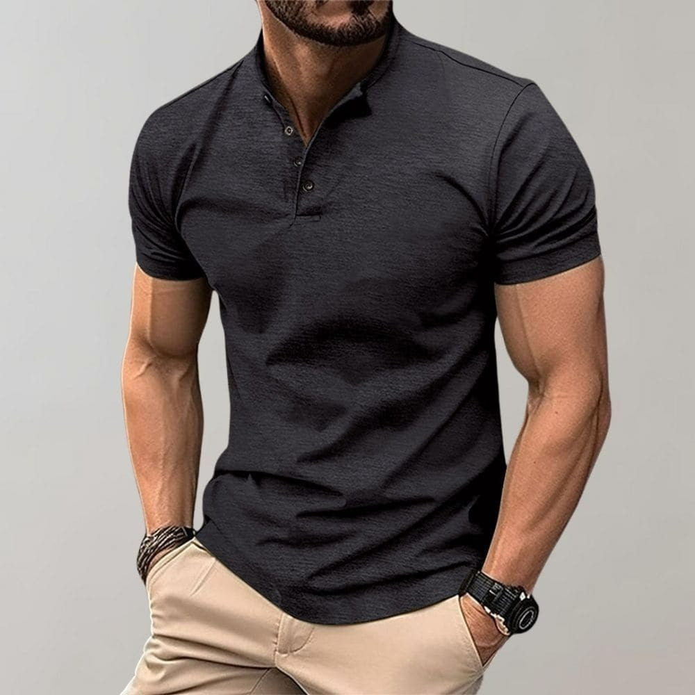 Elegancka Męska Koszulka Polo Henley - Stylowy T-shirt z Kołnierzykiem