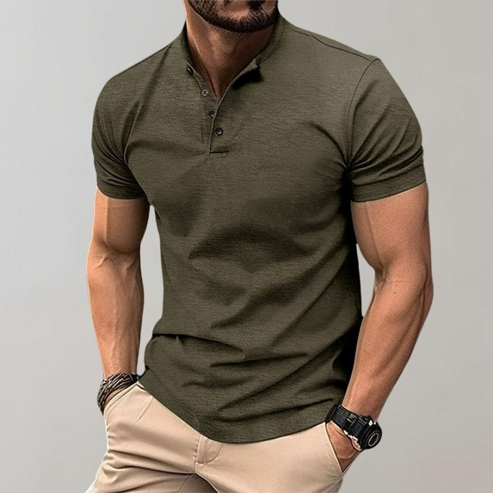 Elegancka Męska Koszulka Polo Henley - Stylowy T-shirt z Kołnierzykiem