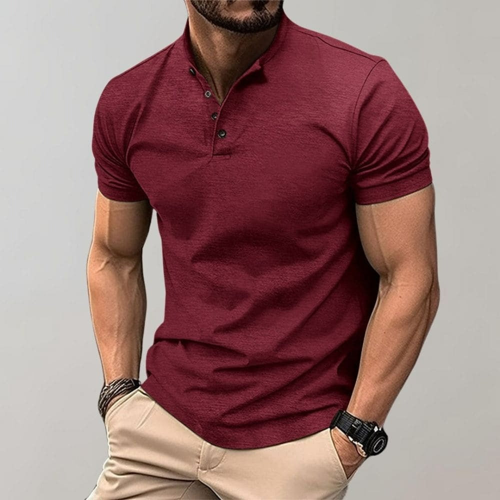 Elegancka Męska Koszulka Polo Henley - Stylowy T-shirt z Kołnierzykiem