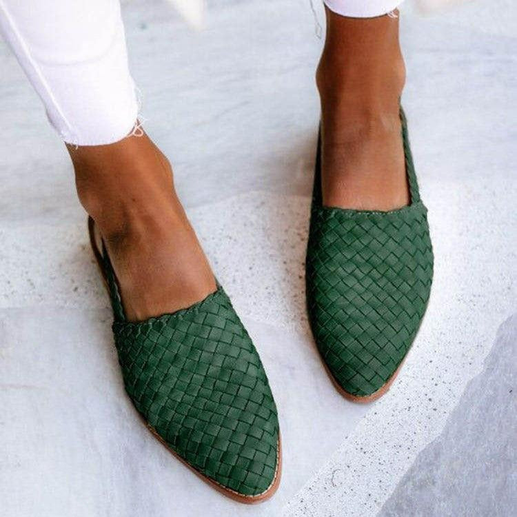 Baleriny Slingback z Plecionki - Półbuty bez Pięty