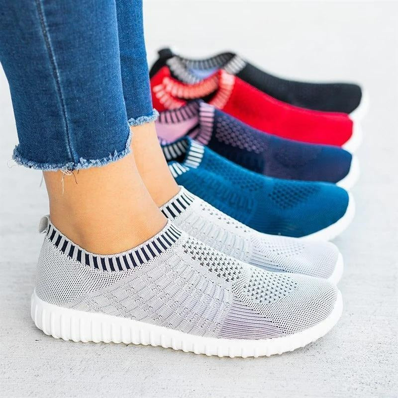 Damskie Buty Sportowe Slip-on z Siateczki - Lekkie Półbuty Letnie