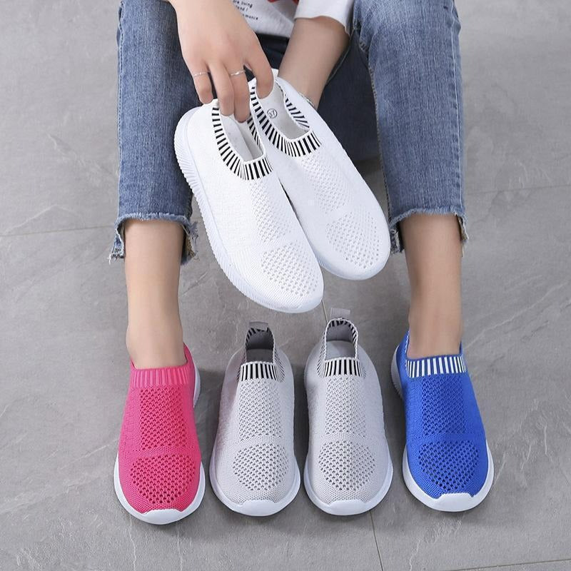 Damskie Buty Sportowe Slip-on z Siateczki - Lekkie Półbuty Letnie