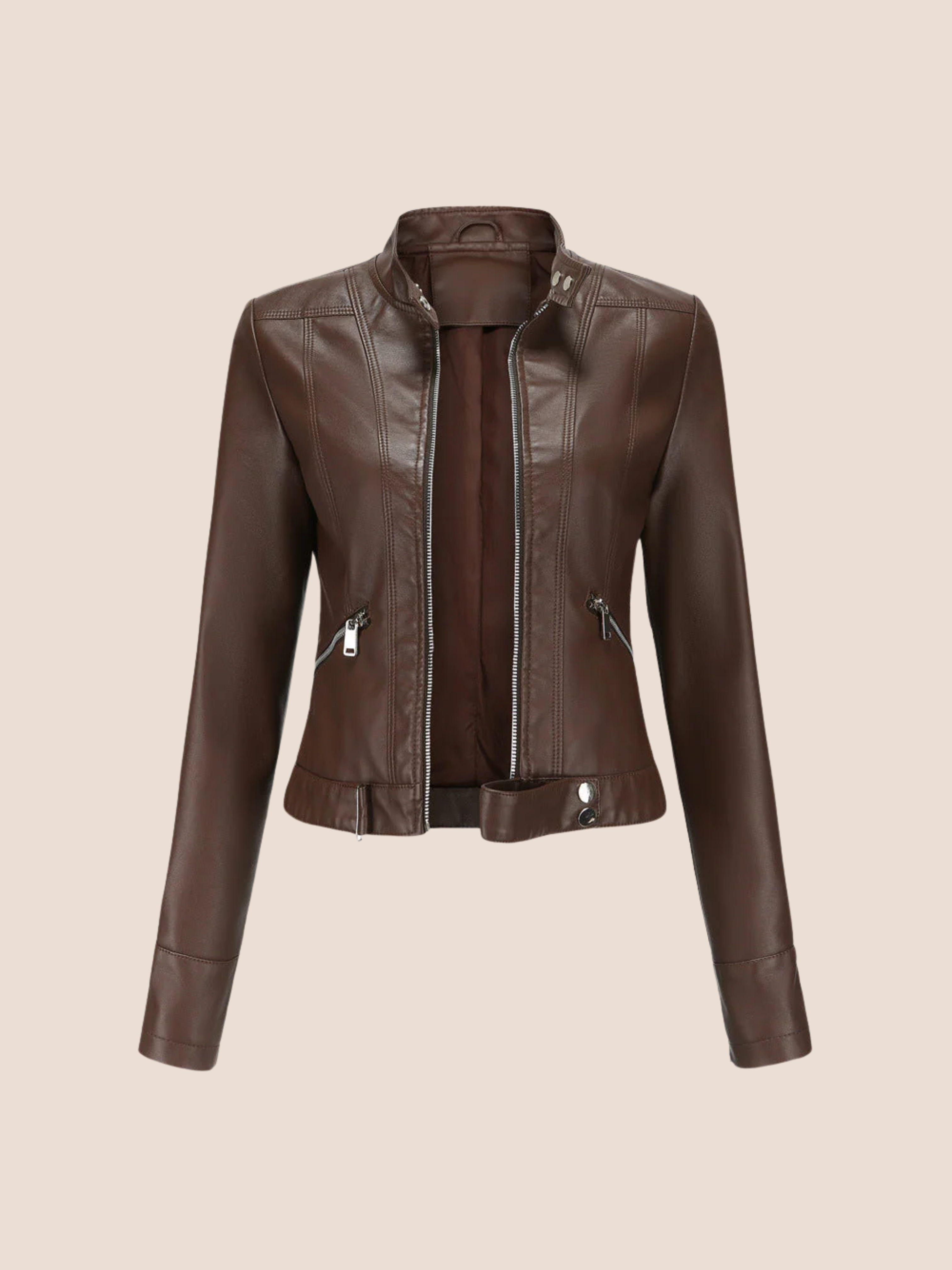 swobodna kurtka ze skóry ekologicznej