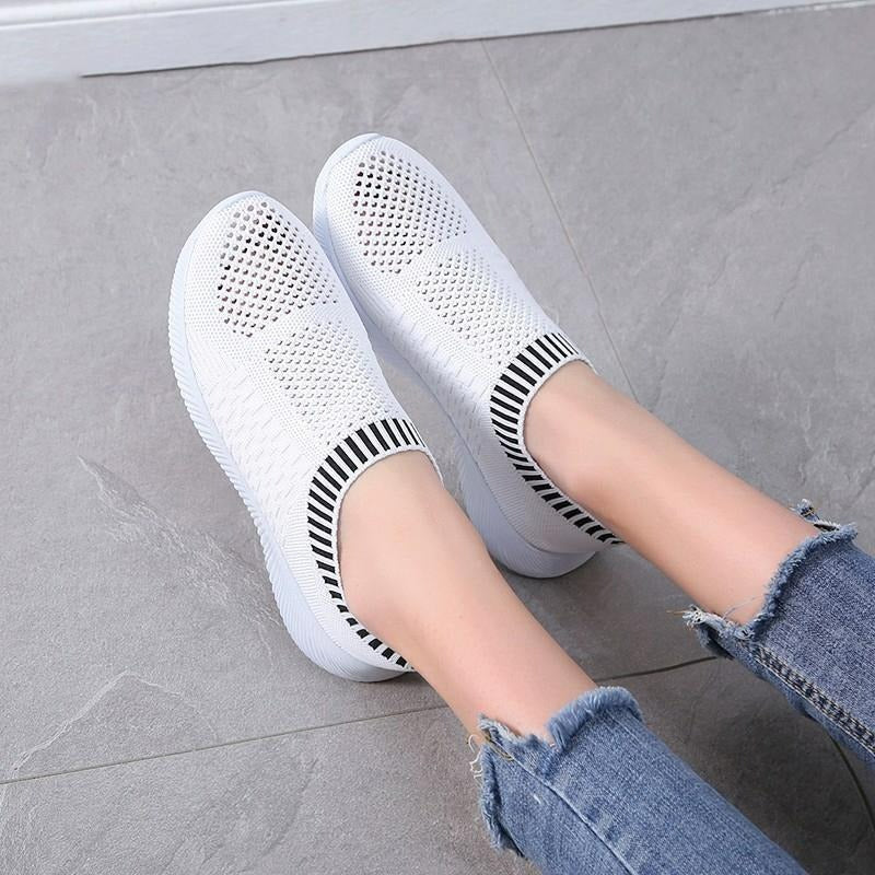 Damskie Buty Sportowe Slip-on z Siateczki - Lekkie Półbuty Letnie