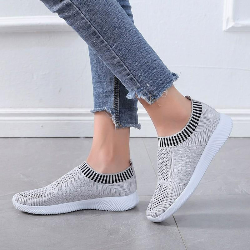 Damskie Buty Sportowe Slip-on z Siateczki - Lekkie Półbuty Letnie