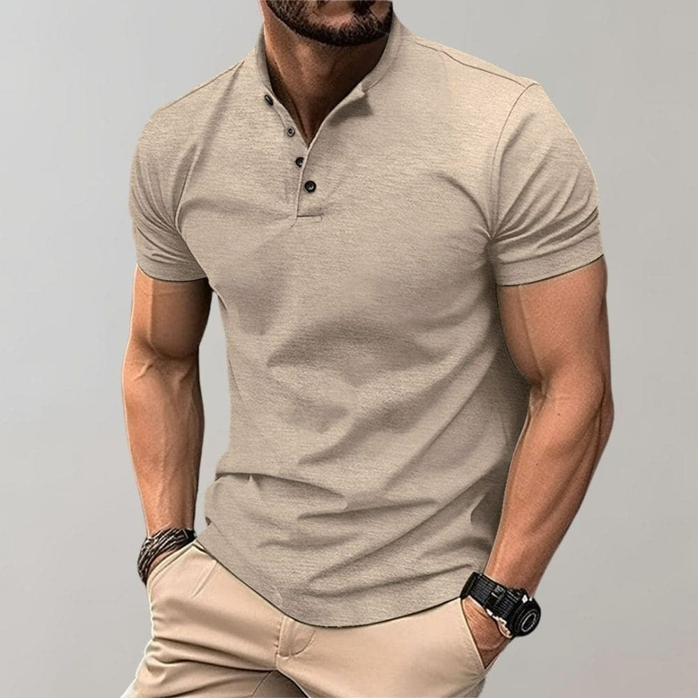 Elegancka Męska Koszulka Polo Henley - Stylowy T-shirt z Kołnierzykiem