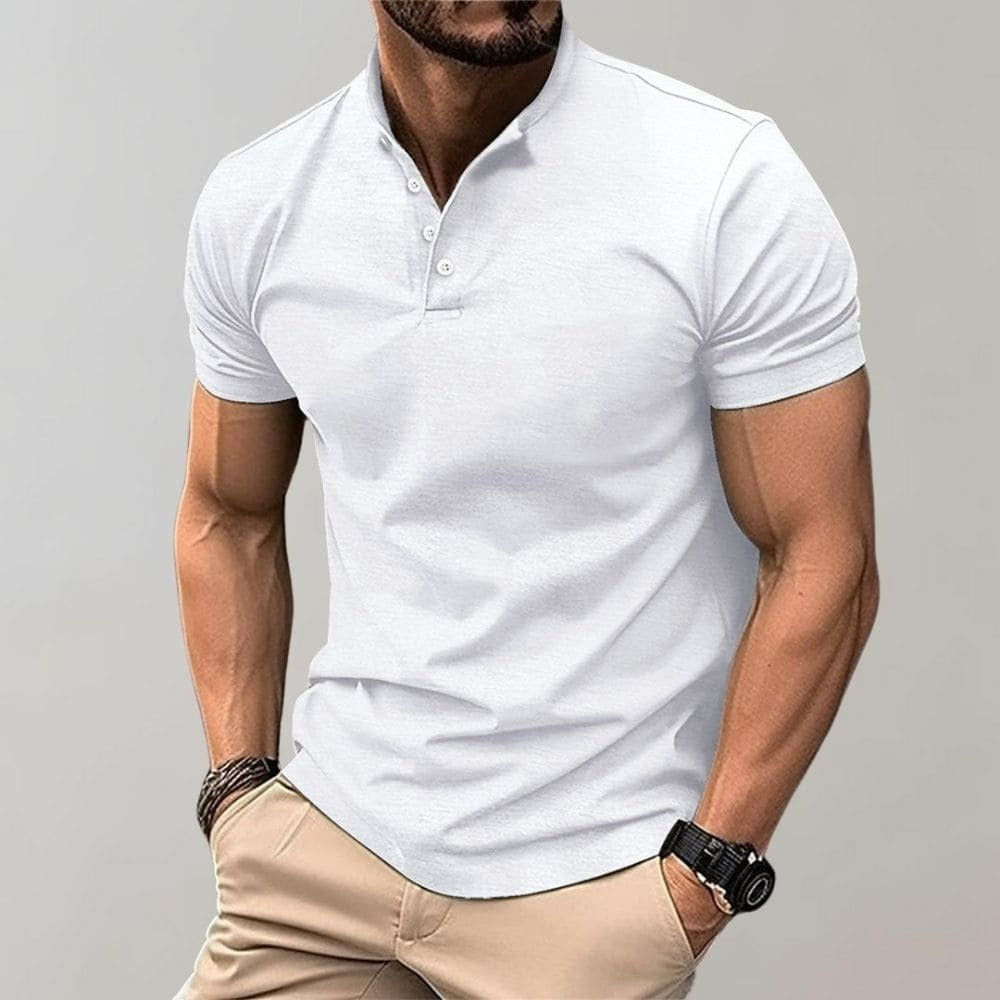Elegancka Męska Koszulka Polo Henley - Stylowy T-shirt z Kołnierzykiem