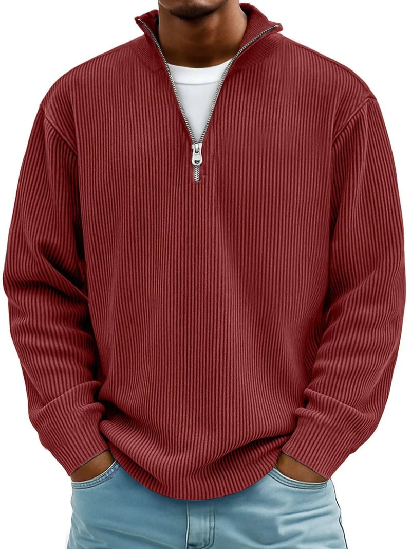 Sweter Męski z Zamkiem 1/4 – Sweter z Wysokim Kołnierzem