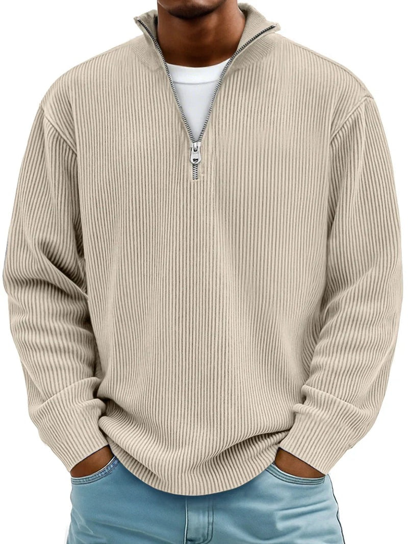 Sweter Męski z Zamkiem 1/4 – Sweter z Wysokim Kołnierzem