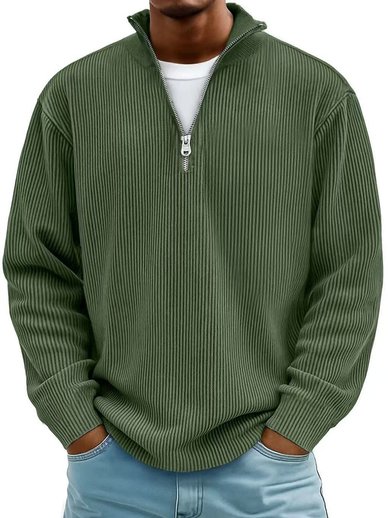 Sweter Męski z Zamkiem 1/4 – Sweter z Wysokim Kołnierzem