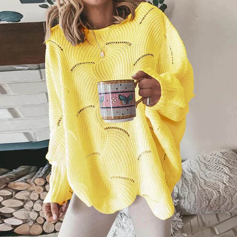 Sweter Damski Oversize | Luźny Krój Wzór Ażurowy