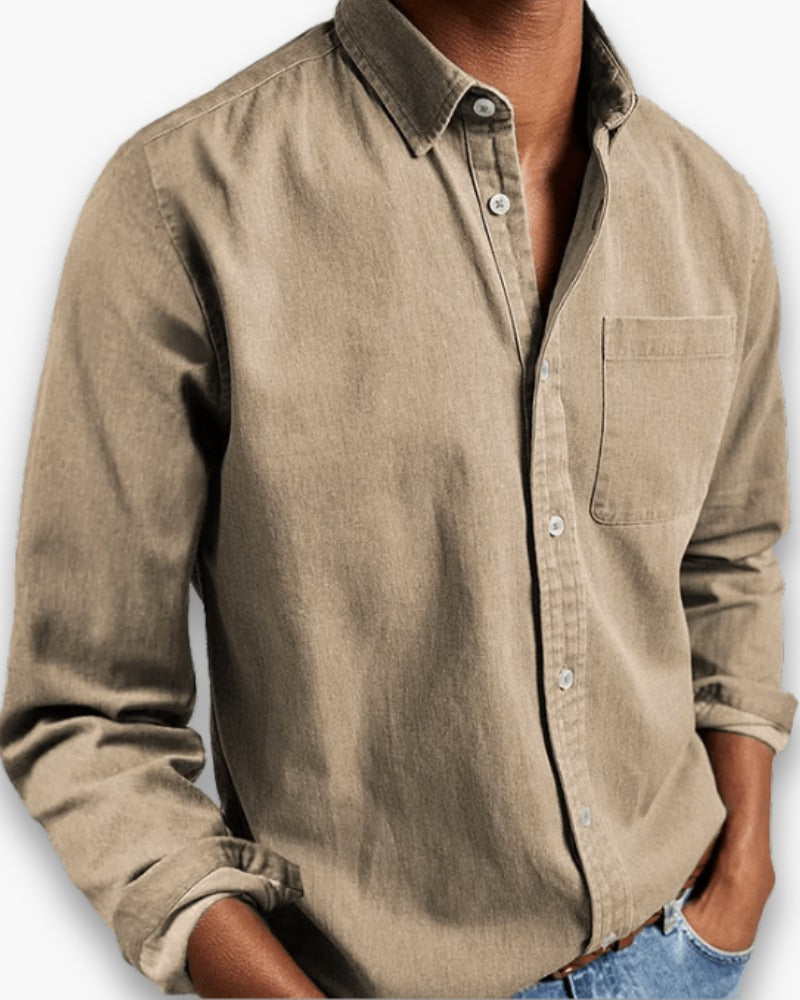 Męska Koszula Casual z Długim Rękawem – Klasyczna Koszula na Guziki