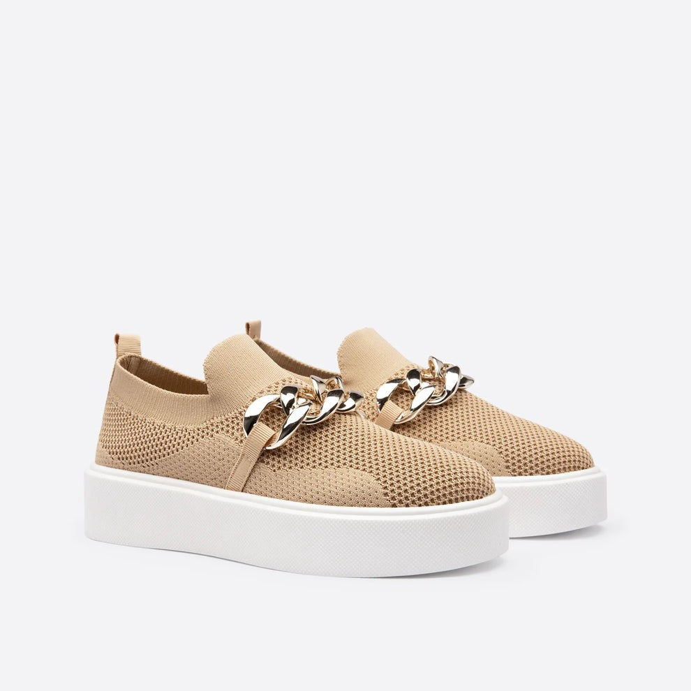 Damskie Sneakersy Slip-on z Łańcuchem - Buty na Grubej Podeszwie