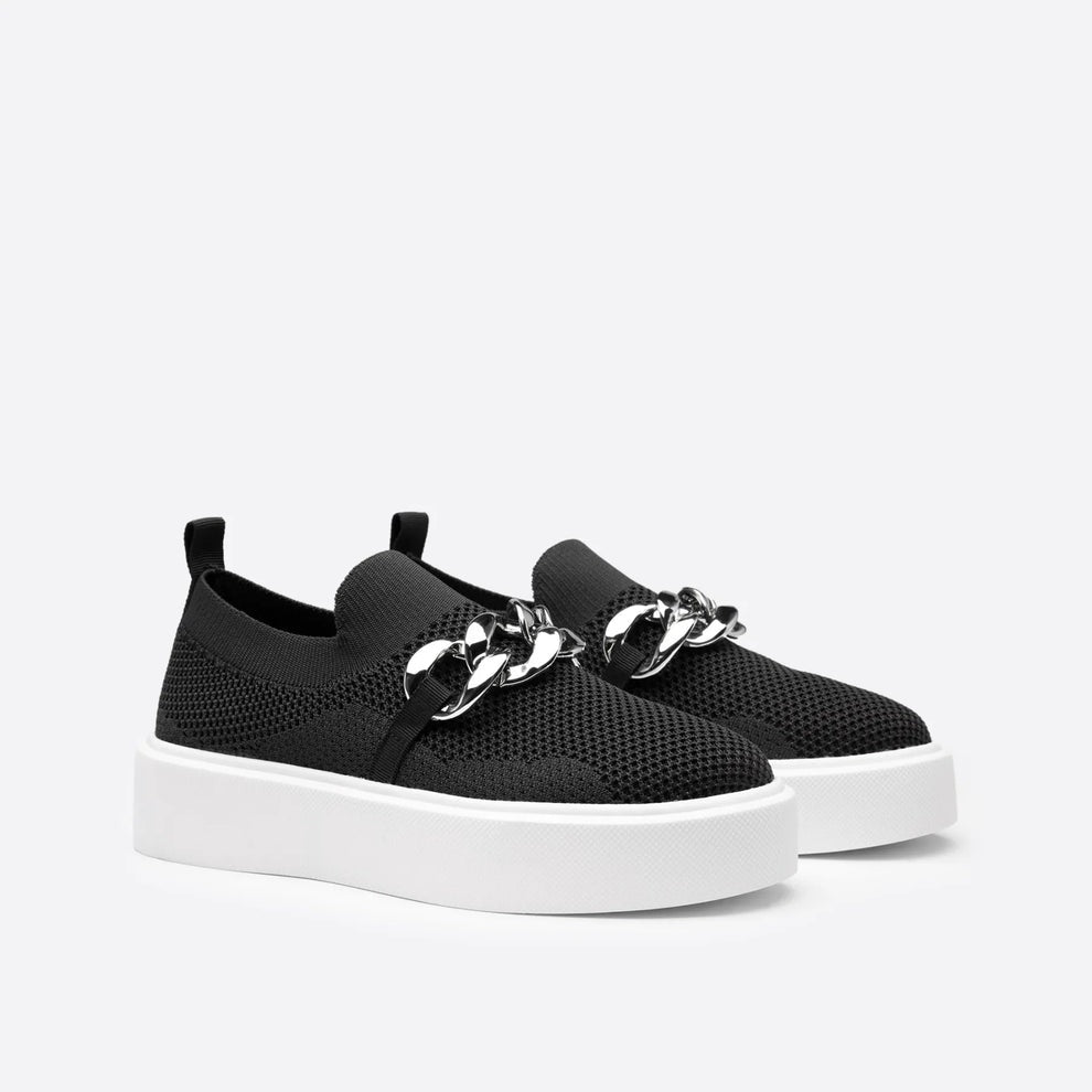 Damskie Sneakersy Slip-on z Łańcuchem - Buty na Grubej Podeszwie