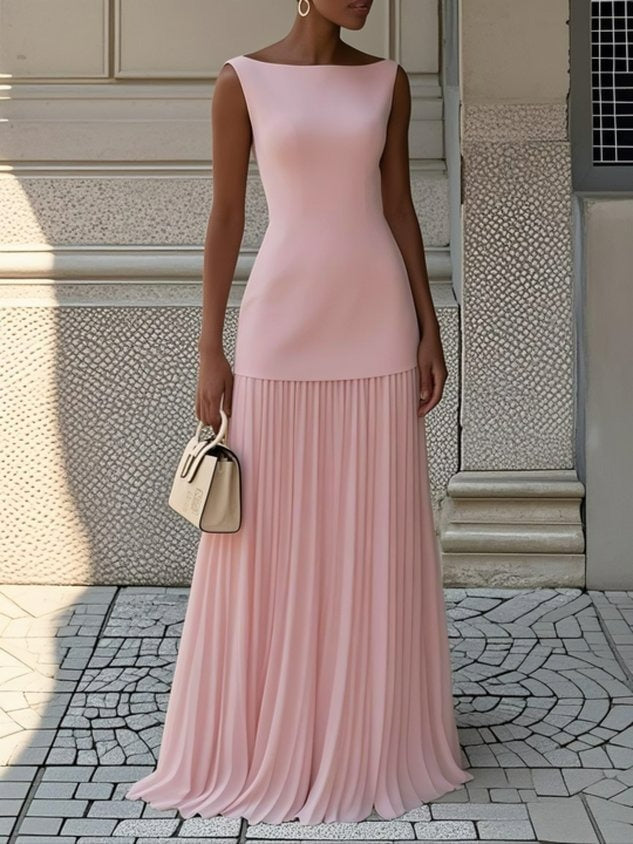 Plisowana Sukienka Maxi bez Rękawów – Elegancka Sukienka Damska