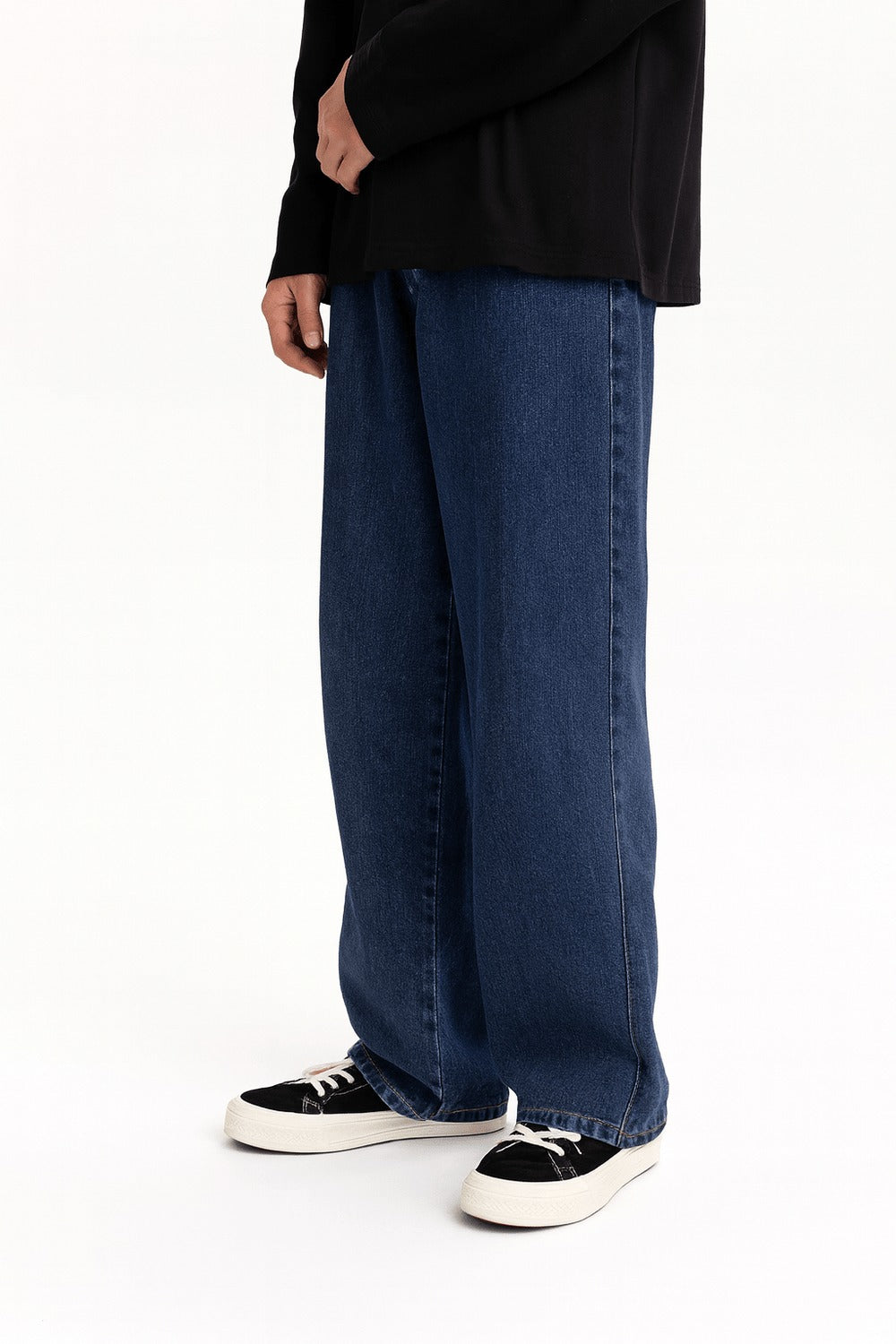 Męskie Jeansy z Szeroką Nogawką – Luźne Jeansy z Elastycznym Pasem